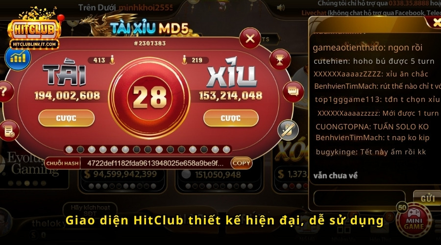 Giao diện cổng game HitClub dễ sử dụng, bắt mắt